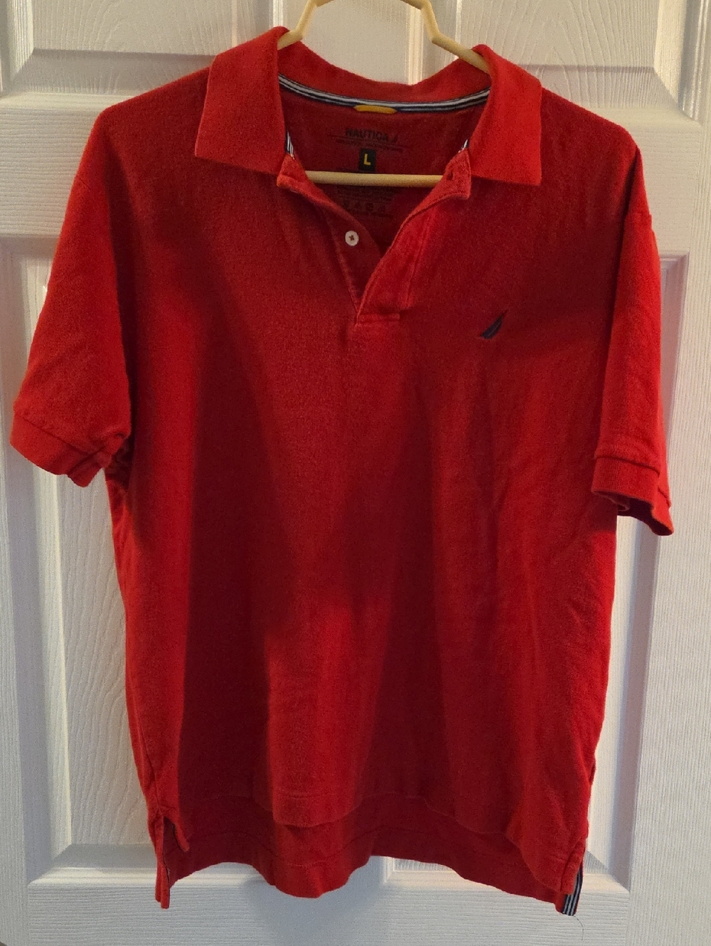 Nautica Men’s Bright Red Polo Shirt with Contrast Sail Logo